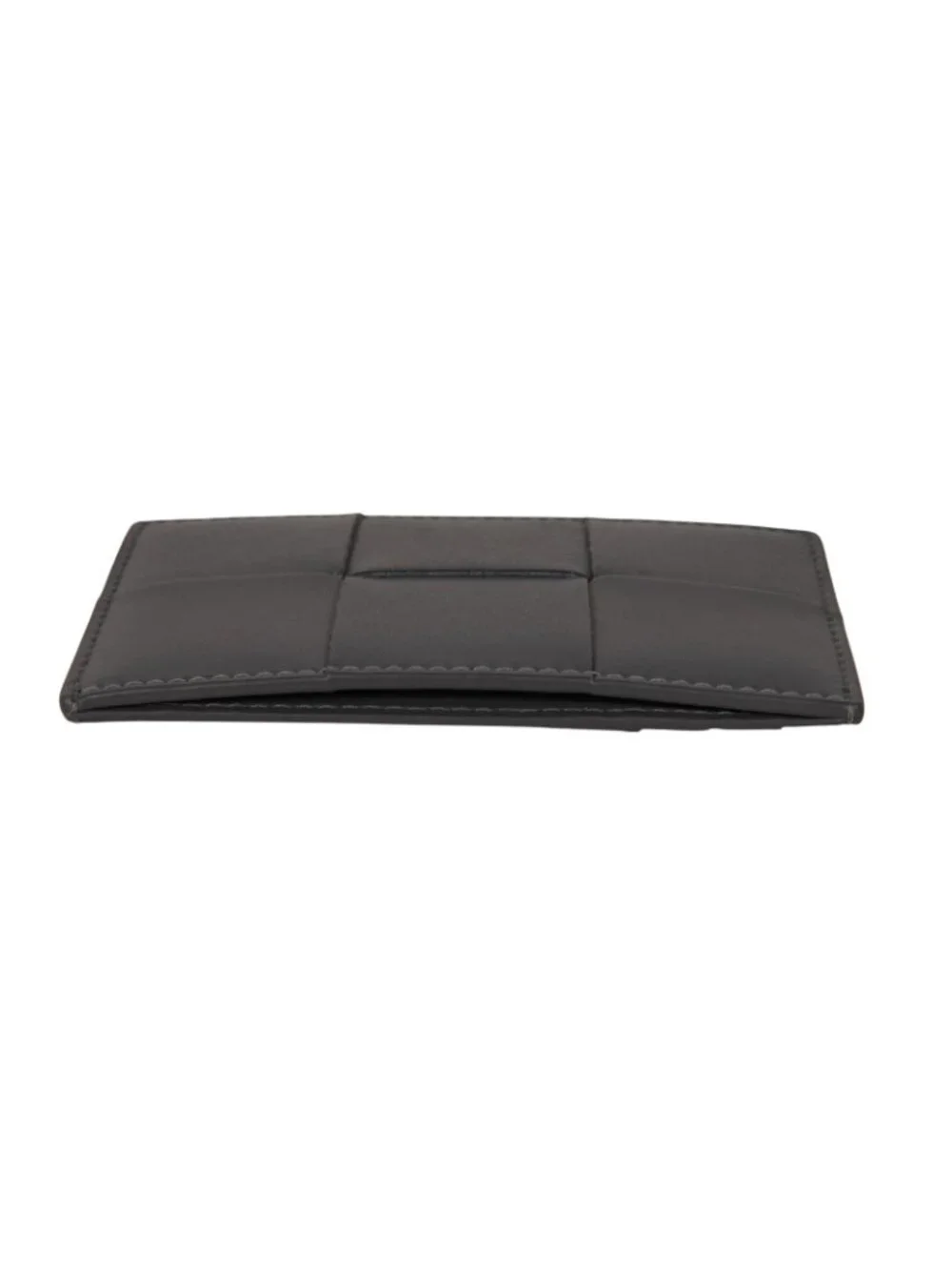 Bottega Veneta Mens Cassette Card Holder Gray Leather Wallet Greay Multi Pocket